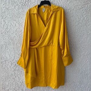 Worthington wrap dress satin shirt dress long sleeve mini dress size 2XL